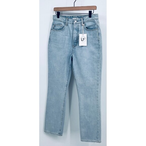 LF Lovers & Friends Straight Leg Jeans Size 28 Light Wash High Rise Button Fly - Picture 1 of 7